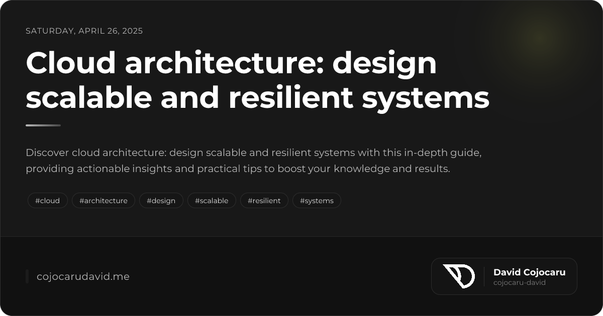 Cloud architecture: design scalable and resilient systems...